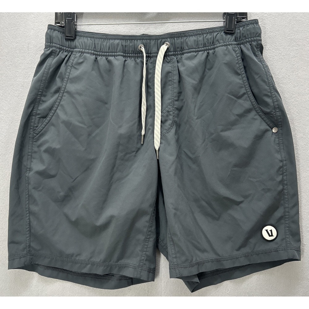 Vuori Men Lined Kore Shorts Medium 8" Inseam Gray Charcoal V302 Drawstring Tech